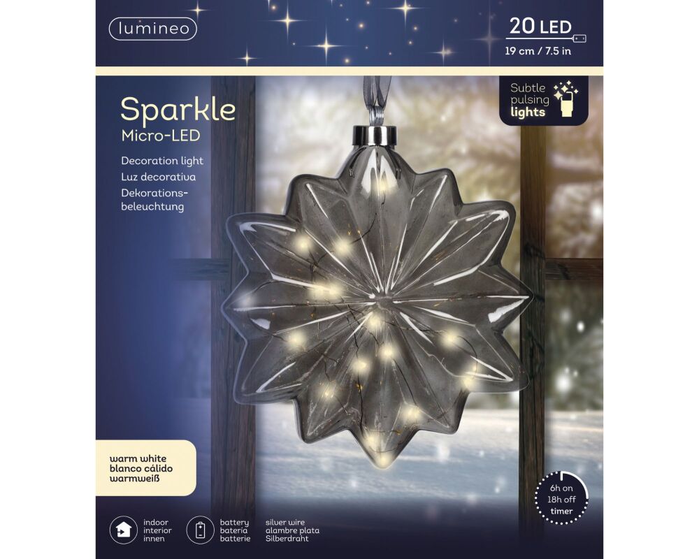 In-Lit Hanging Glass Decor  - Flower - Blue