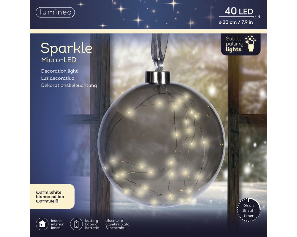 In-Lit Hanging Glass Decor - Ball  - Blue