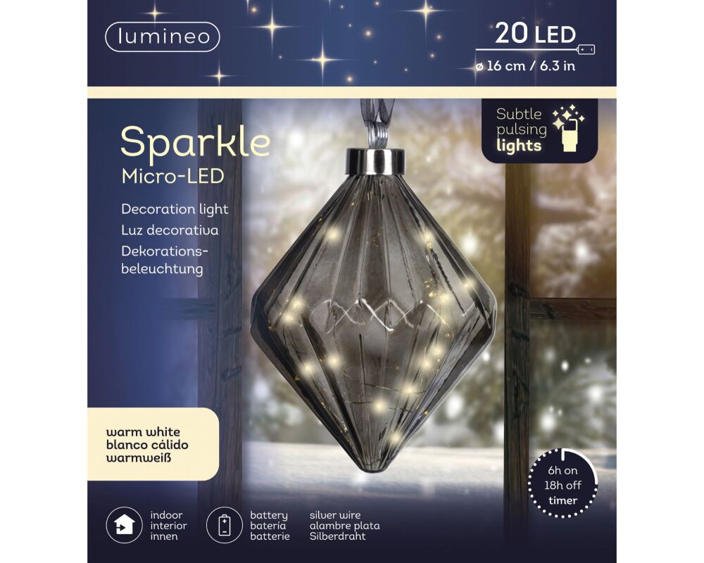 In-Lit Hanging Glass Decor - Diamond - Blue