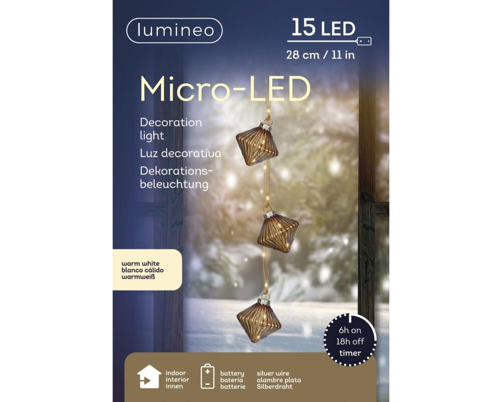 In-Lit Hanging Glass Decor - Diamond Trio - Brown