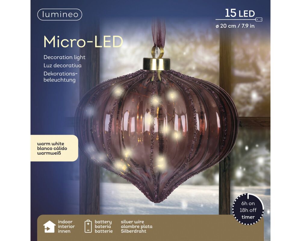 In-Lit Hanging Glass Decor - Onion - Maroon