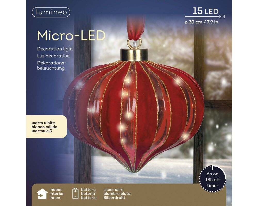 In-Lit Hanging Glass Decor - Onion - Red Velvet