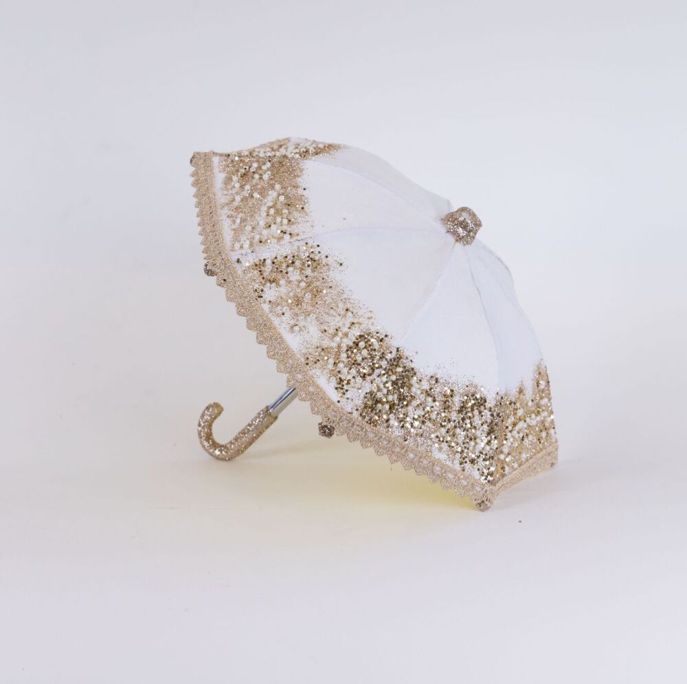 Christmas Ornament - Umbrella - Pink Velvet & Glitter