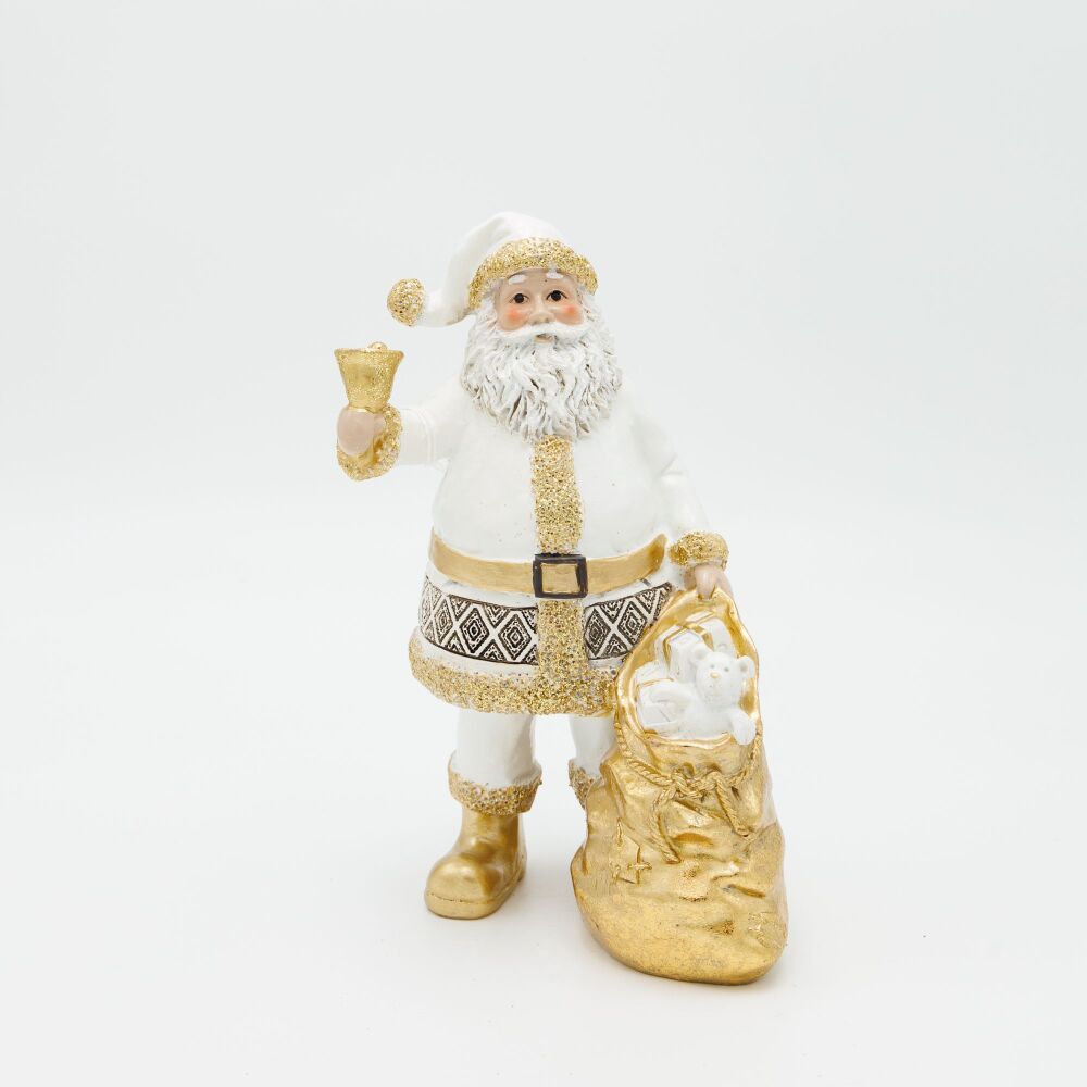 Christmas Ornament - Santa with Godl Bell - Polyresin