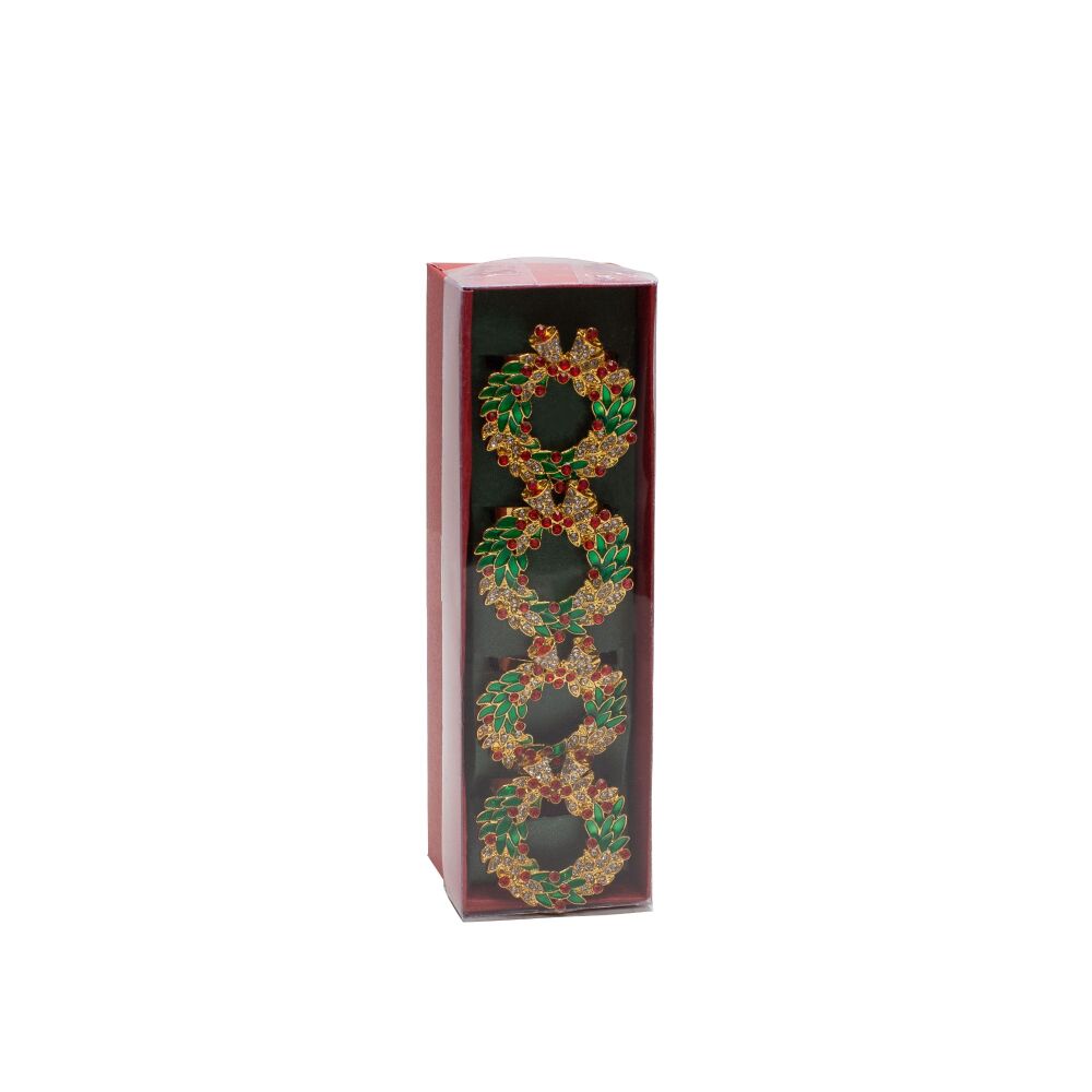 Christmas Napkin Rings - Metal Wreath - Set of 4