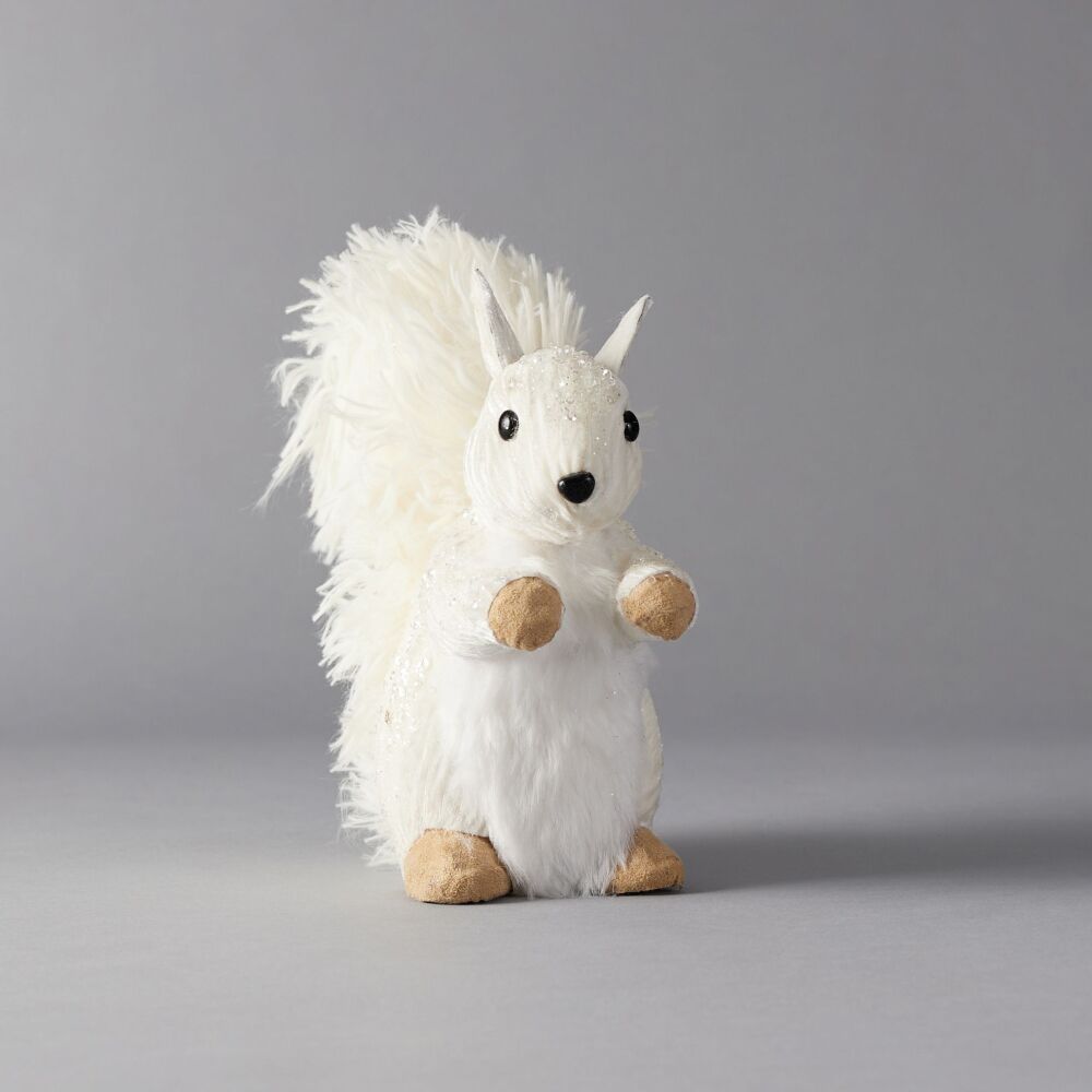 Christmas Figure - Velvet Squirrel - White