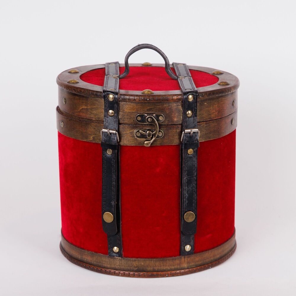Wodden Hat Box - Red Velvet