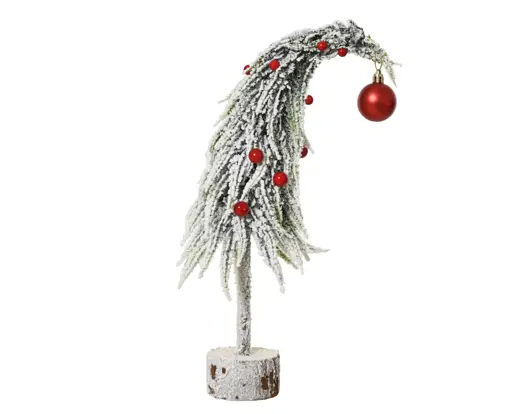 Christmas Tree - Mini - Snowy - Red Baubles