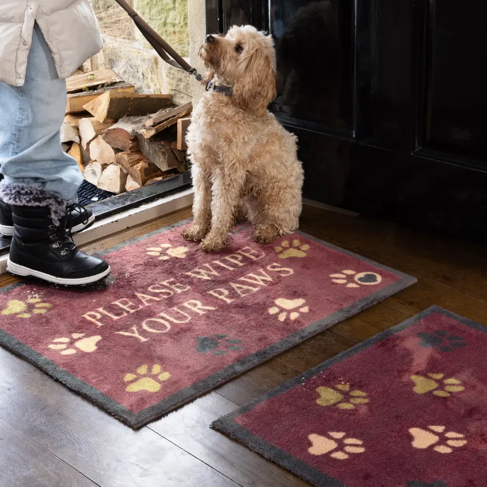 Hug Rug Wipe Your Paws Burgundy 65X85