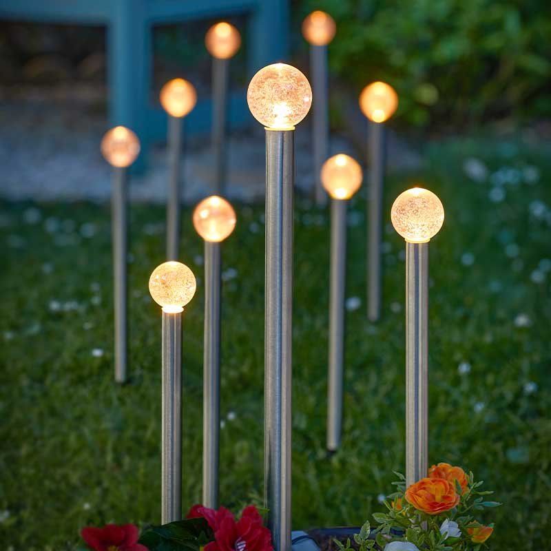 Solar Stake Light -GlowBall - Set of 10