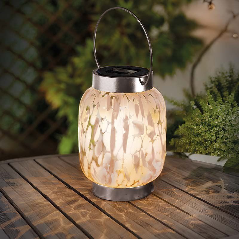 Solar Lantern - GlassArt - Pink and White