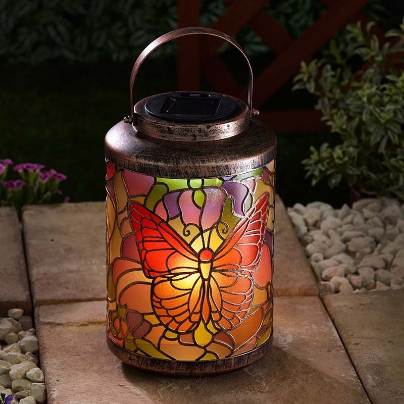 Solar Lantern - Tiffany Butterfly Lantern