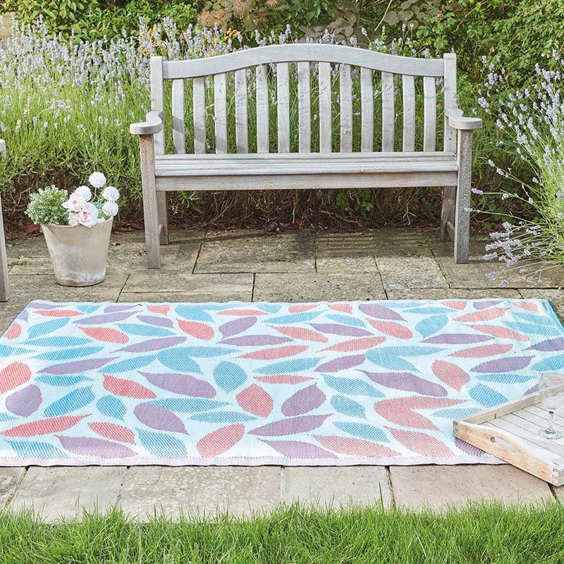 Alfresco Outdoor Mat - Flora Leaves - Blush - 180 x 240cm