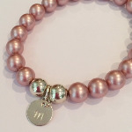  Swarovski Crystal Pearl & Sterling Silver Initial Bracelet