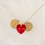 Personalised Stamped Initial Necklace (Red)