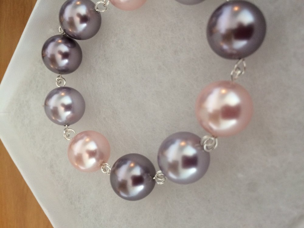 Tones Of Pink Chunky Swarovski Pearl Bracelet