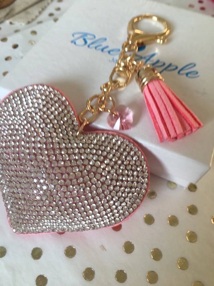 Pink Heart Keyring with Swarovski Sparkle