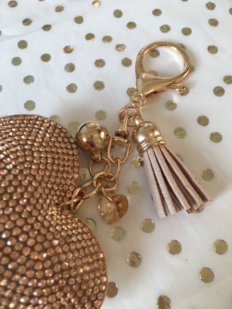 Natural Heart Keyring with Swarovski Sparkle