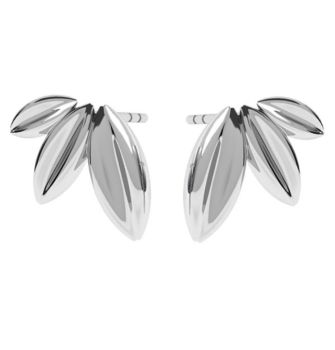 Sterling Silver Leaves Stud Earrings