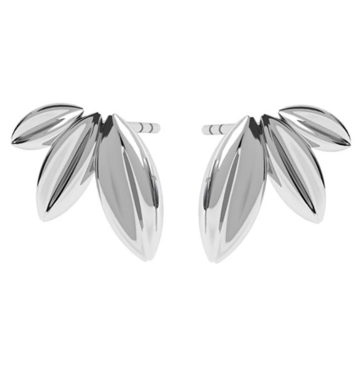 Sterling Silver Leaves Stud Earrings