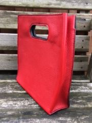 Red one piece bag side view Red one piece side view bespoke bag