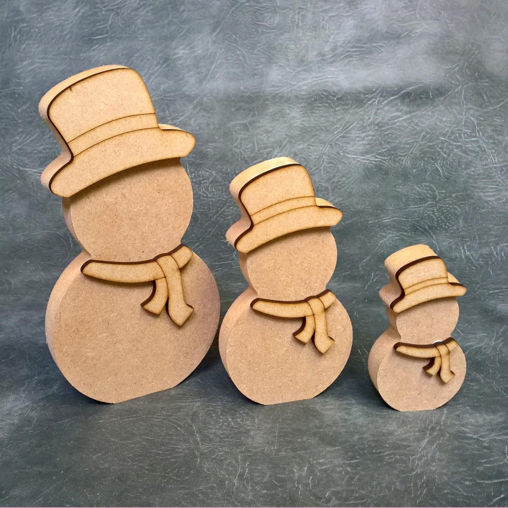 Free standing Snowman Craft Shapes 18mm Thick