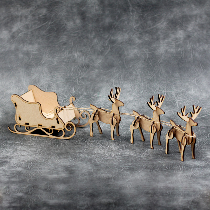 3D Reindeer and Santa Sleigh Craft Kit