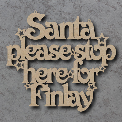 SANTA PLEASE STOP HERE CHRISTMAS  PERSONALISED WITH NAME SIGN PLAQUE 