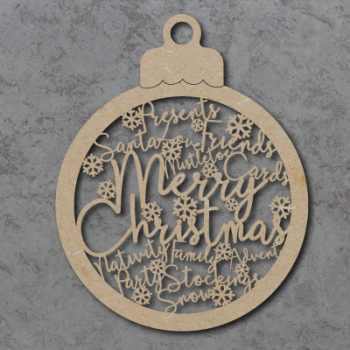 Merry Christmas Bauble Sign with Snowflakes