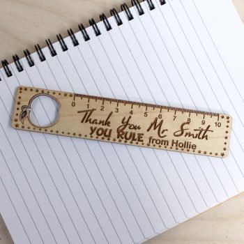 Wooden Teacher Ruler "Thank You - YOU RULE" Personalised Gift