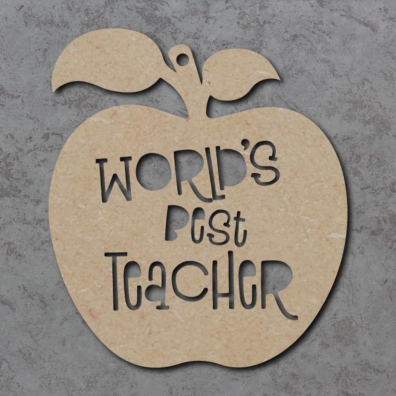 MDF Laser Cut Craft Shape APPLE HANGING with Word Best Teaching Assistant 