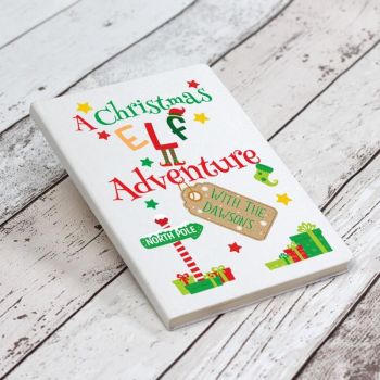 A Christmas Elf Adventure Personalised Notebook - White