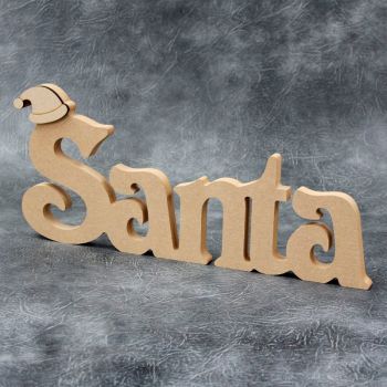 Santa Word with Hat - Freestanding Sign 18mm Thick