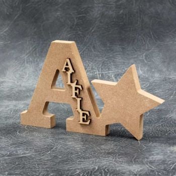 Personalised Freestanding Letter and Star with Word  - 18mm Thick