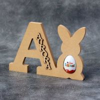 Personalised Freestanding Letter and Bunny Kinder Egg Holder  - 18mm Thick