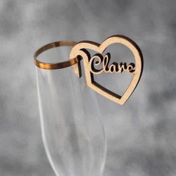 Personalised Wedding & Party Glass Heart Place Names