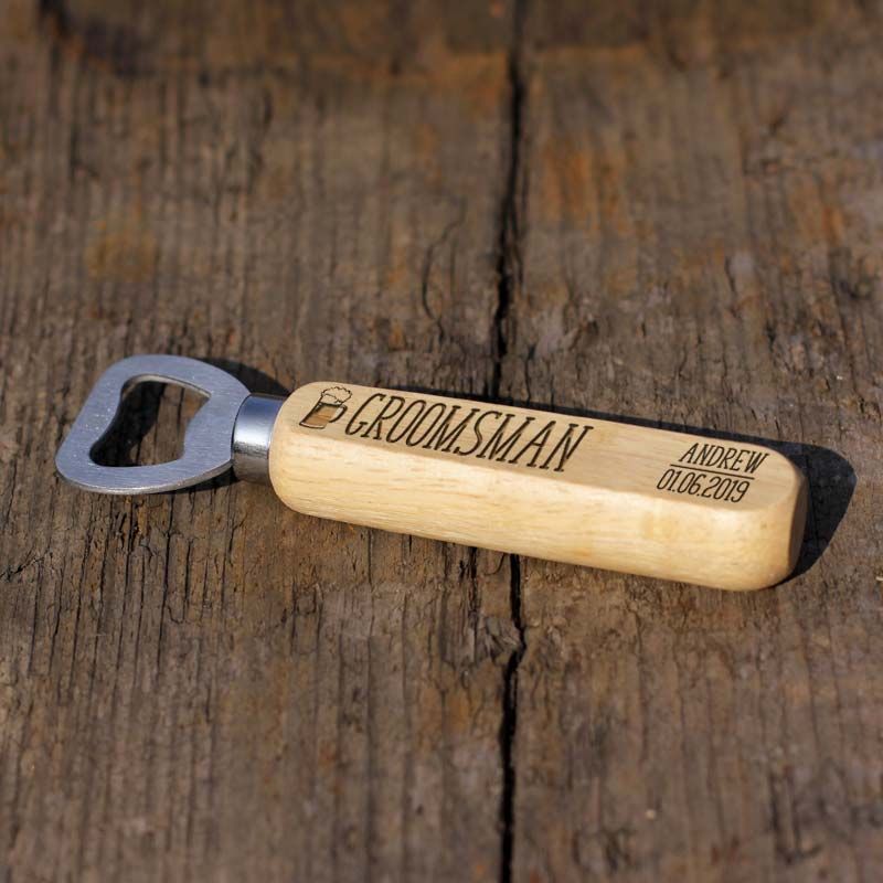 Groomsman Personalised Wooden Bottle Opener