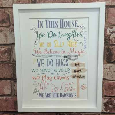Personalised 'In this house' Art Print (frame not included)