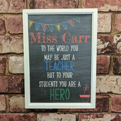 Personalised Teacher chalk board Art Print (frame not included)
