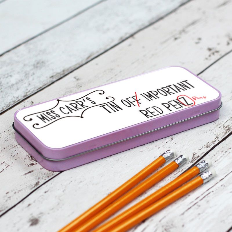 Teachers Red Pens Personalised Pencil Case -Pink