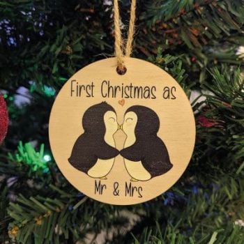 First Christmas as Mr & Mrs Printed Bauble