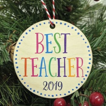 Best Teacher Printed Bauble, Gift Tag