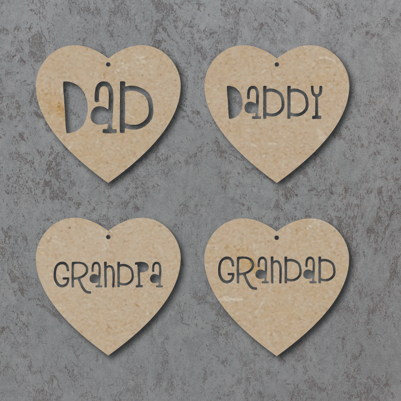 Fathers Day Cutout Words Heart