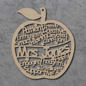 Personalised Teacher Words Apple Craft Shape