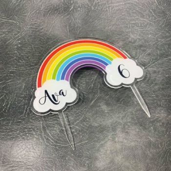 Rainbow Birthday Printed Cake Topper