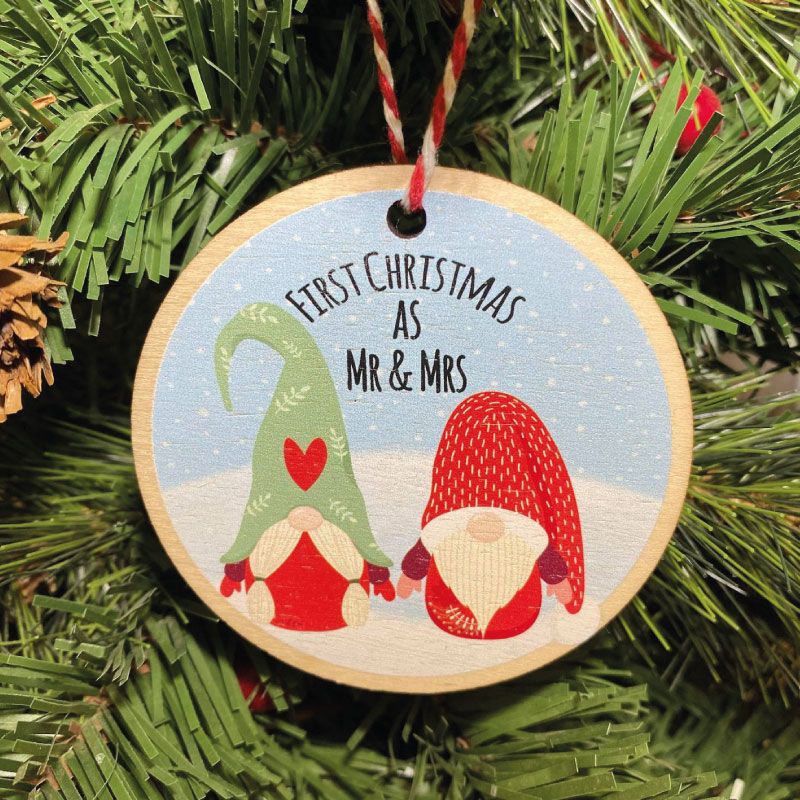 First Christmas as Mr & Mrs Gonk Printed Bauble