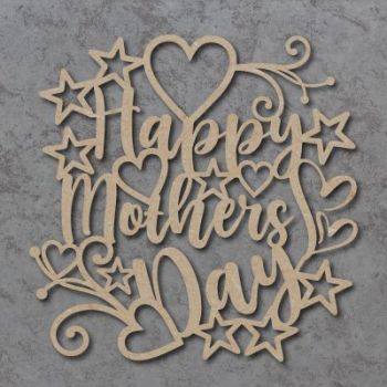 Happy Mothers Day Stars and Hearts Craft Sign