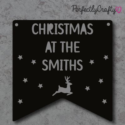 Christmas at the 'Your Name' Flag craft sign BLACK ACRYLIC