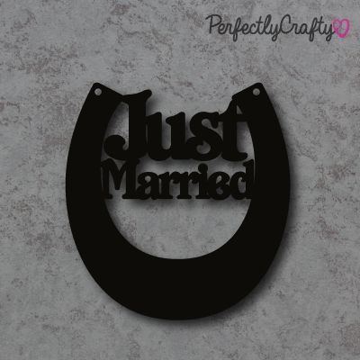 Acrylic Horse Shoe Just Married Shapes BLACK, acrylic crafts, acrylic blank