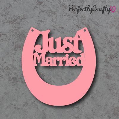 Acrylic Horse Shoe Just Married Shapes PINK, acrylic crafts, acrylic blanks